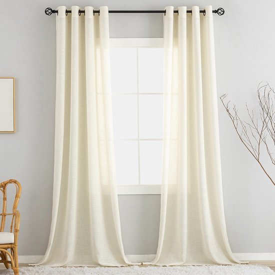 Gardinenbox Tenda A Rete Con Occhielli, 2 Pezzi, 245x140 Cm, Colore Bordeaux, In Poliestere, Accorciabile Con Nastro Adesivo