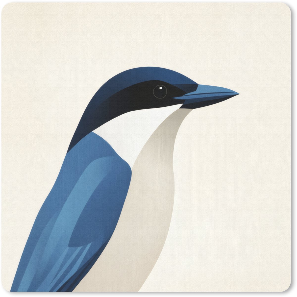 Muismat 30x30 cm - Mousepad Illustratie - Blauw - Vogel - Muismatten
