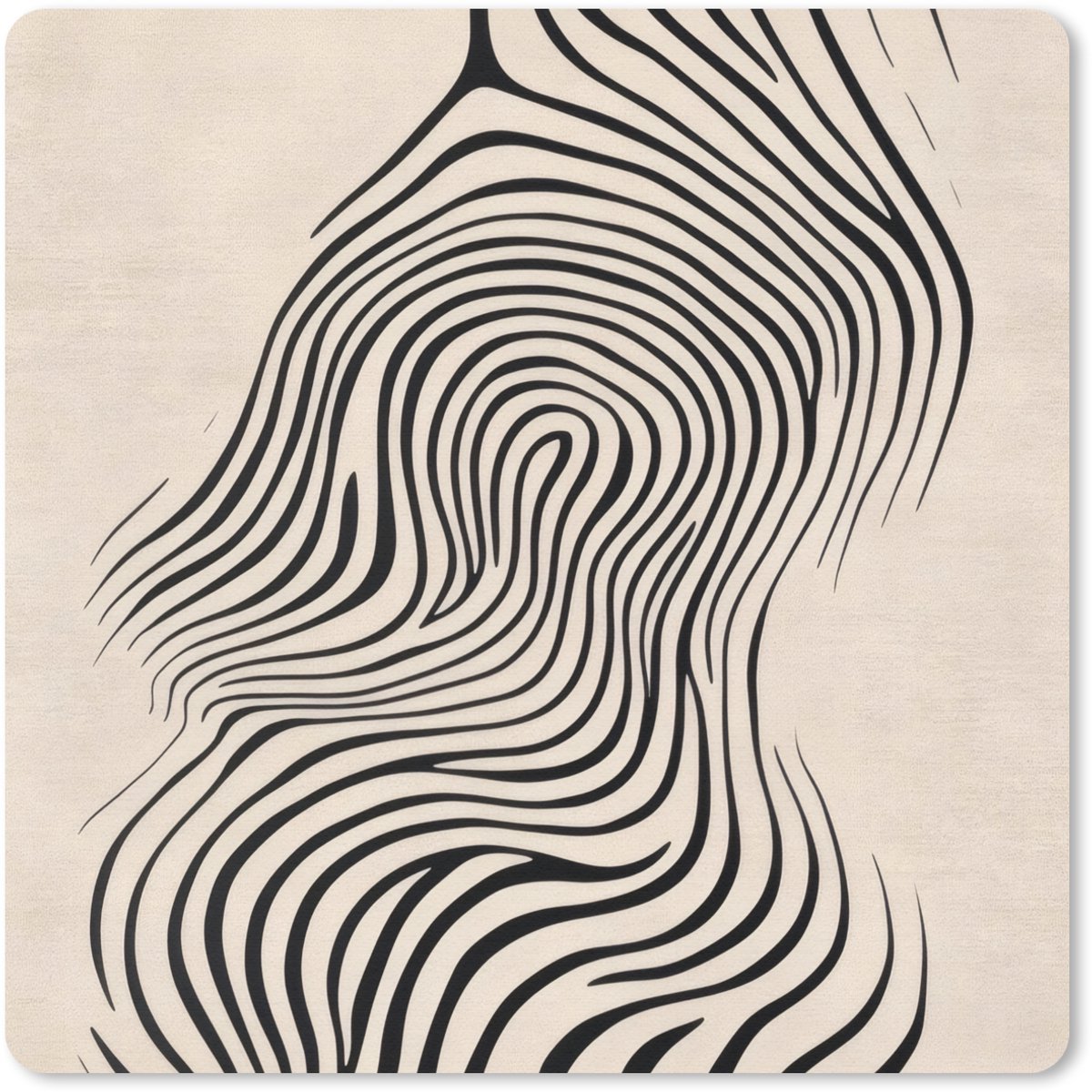 Muismat 20x20 cm - Mousepad Lijnen - Abstract - Golvend - Zwart - Muismatten