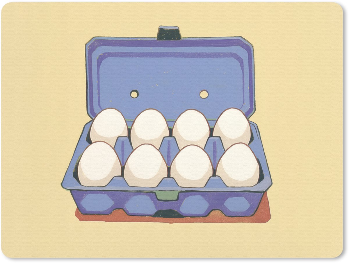 Muismat 23x19 cm - Mousepad Eieren - Doos - Minimalistisch - Blauw - Muismatten