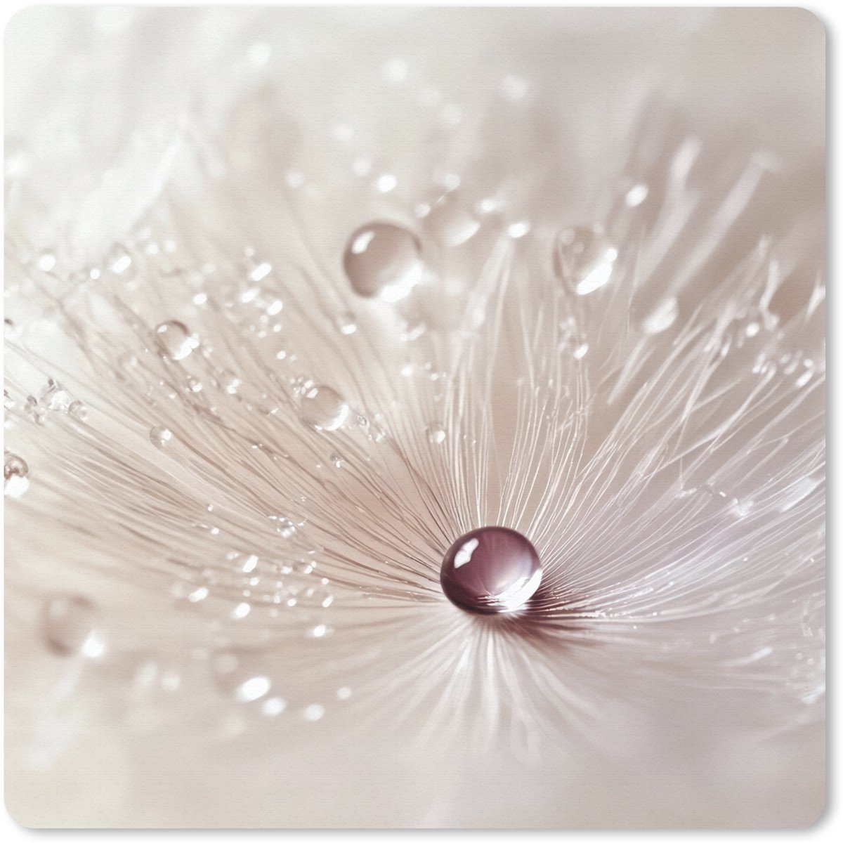 Muismat 30x30 cm - Mousepad Bloem - Abstract - Wit - Water - Natuur - Muismatten