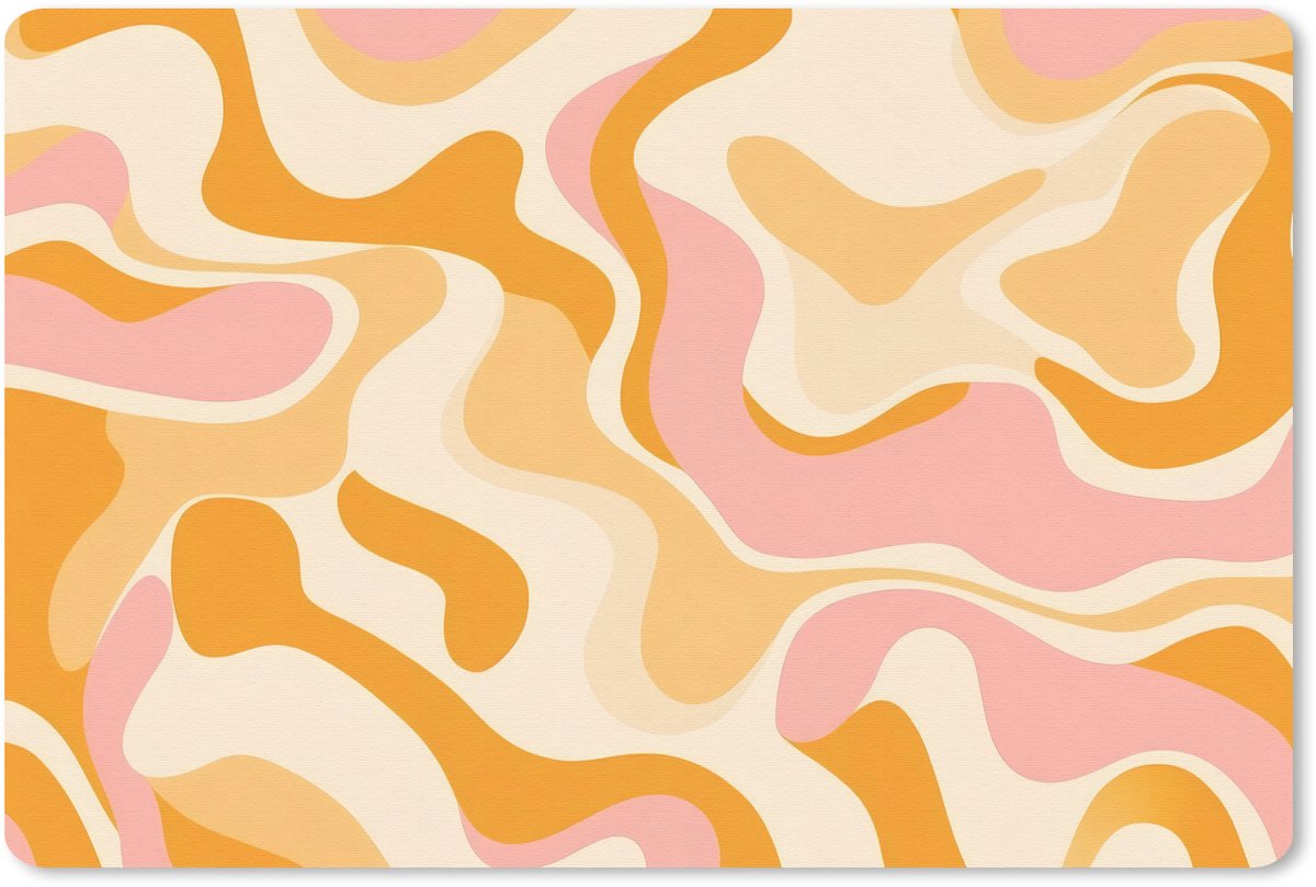 Muismat 27x18 cm - Mousepad Abstract - Golvend - Oranje - Muismatten