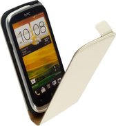 LELYCASE Flip Case Lederen Hoesje HTC Desire X Wit