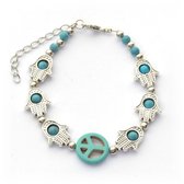Fako Bijoux® - Armband - Turquoise - Hamsa Peace