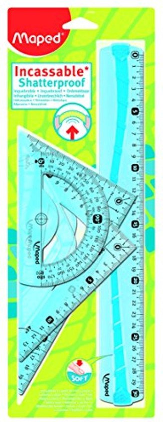 Keyroad Schoolliniaalset - 20 Cm Liniaal, Geodriehoeken En Gradenboog In Robuust Kunststof