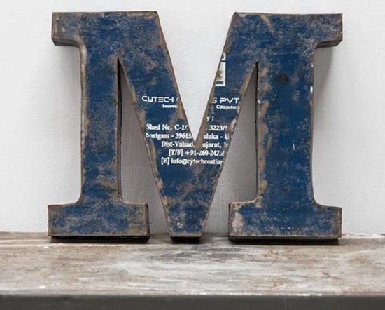 schokkend Vel Paard Vintage Letter M | Letter Blik Donker Blauw | Muurletter | Muurdecoratie |  Letters... | bol.com