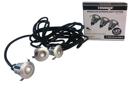 Tronix Led Tronix LED light set - 3 midi-grondspots - Blauw - 149-022 | bol