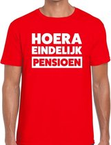 Hoera eindelijk pensioen rood t-shirt voor heren - rood pensioen shirt M