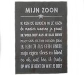 Houten Tekstplank / Tekstbord 25X18cm "Mijn zoon...." - Kleur Antique Grey