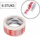 Fixman Inpaktape 'Fragile' 48 mm x 66 m (6 Stuks)