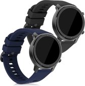 kwmobile 2x armband voor Huami Amazfit GTR (42mm) - Bandjes voor fitnesstracker in zwart / donkerblauw
