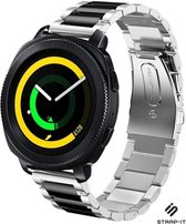 Stalen Smartwatch bandje - Geschikt voor  Samsung Gear Sport stalen bandje - zilver/zwart - Strap-it Horlogeband / Polsband / Armband