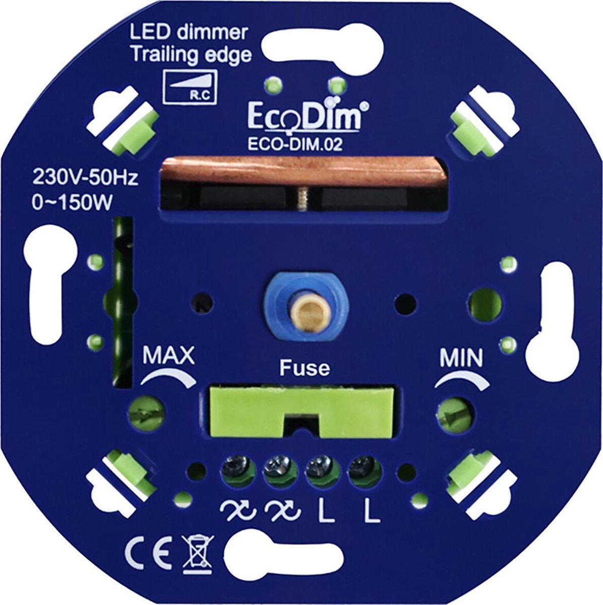 katoen Patch natuurpark EcoDim - LED Dimmer - ECO-DIM.02 - Fase Afsnijding RC - Inbouw - Enkel Knop  - 0-150W -... | bol.com
