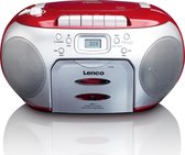 Lenco SCD-420RD - Draagbare radio CD speler met MP3 optie en koptelefoon - Rood