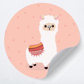 Muurcirkel Alpaca | Zelfklevende behangcirkel | babykamer muur decoratie accessoires | rond kunstwerk