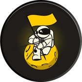 Klok Kinderillustratie Ruimte Ø 30 cm - Kinderillustratie van een astronaut op de maan - Modern - Zwarte wandklok met foto