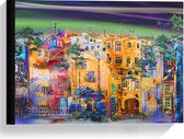 Canvas  - Gekleurde Huizen  - 40x30cm Foto op Canvas Schilderij (Wanddecoratie op Canvas)