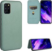 Voor UMIDIGI S5 Pro koolstofvezel textuur magnetische horizontale flip TPU + pc + PU lederen tas met kaartsleuf (groen)