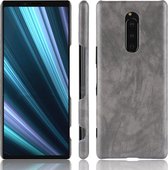 Schokbestendig Litchi Texture PC + PU-hoesje voor Sony Xperia 1 (grijs)