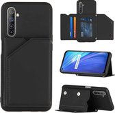 Voor OPPO Realme 6 Skin Feel PU + TPU + PC Achterkant Schokbestendig hoesje met kaartsleuven & houder & fotolijst (zwart)