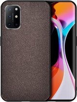 Voor OnePlus 8T schokbestendige splicing PU + stoffen beschermhoes (gemerceriseerd bruin)