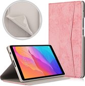 Voor Huawei MatePad T8 Marmeren Doek Textuur Horizontale Flip Leren Case met Kaartsleuf & Houder (Roze)