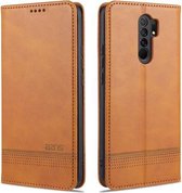 Voor Geschikt voor Xiaomi Redmi 9 AZNS Magnetische Kalfsstructuur Horizontale Flip Leren Case met Kaartsleuven & Houder & Portemonnee (Lichtbruin)