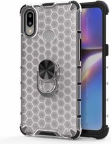 Voor Samsung Galaxy A10S schokbestendige honingraat PC + TPU ringhouder beschermhoes (wit)