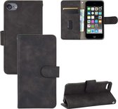 Voor iPod Touch 6 & 5 Effen Kleur Huidgevoel Magnetische Gesp Horizontale Flip Kalftextuur PU Lederen Case met Houder & Kaartsleuven & Portemonnee (Zwart)