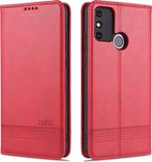 Voor Huawei Honor 9A AZNS Magnetische Kalfsstructuur Horizontale Flip Leren Case met Kaartsleuven & Houder & Portemonnee (Rood)