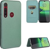 Voor Motorola Moto One Macro / G8 Play Carbon Fiber Texture Magnetische Horizontale Flip TPU + PC + PU Leather Case met Touw & Card Slot (Groen)