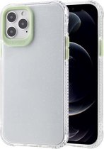 Transparant glitterpoeder TPU + pc-hoesje met afneembare knoppen voor iPhone 12/12 Pro (groen)