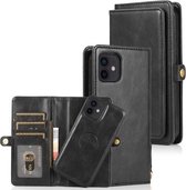 Meerdere kaartsleuven Afneembare magnetische horizontale flip lederen tas met kaartsleuven & houder & portemonnee voor iPhone 12 mini (zwart)