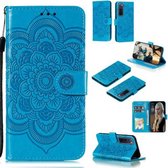 Voor Huawei nova 7 Pro Mandala Embossing Patroon Horizontale Flip PU Leather Case met Houder & Kaartsleuven & Walle & Lanyard (Blauw)