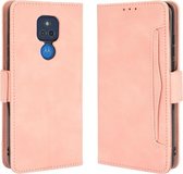 Voor Motorola Moto G Play 2021 Wallet Style Skin Feel Kalfspatroon lederen tas met aparte kaartsleuven (roze)