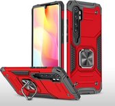 Voor Xiaomi Note 10 Lite Magnetisch pantser Schokbestendig TPU + pc-hoesje met metalen ringhouder (rood)