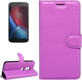 Voor Motorola Moto G4 Spelen Litchi Texture Horizontale Flip Leren Case met Magnetische Gesp & Houder & Kaartsleuven & Portemonnee (Paars)