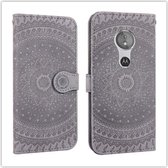 Voor Sony Xperia L3 Pressed Printing Pattern Horizontale Flip PU Leather Case met houder & kaartsleuven & portemonnee & & Lanyard (grijs)