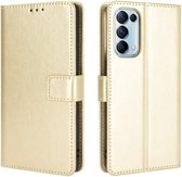 Voor OPPO Reno5 5G Retro Crazy Horse Texture Horizontale Flip lederen tas met houder & kaartsleuven & fotolijst (goud)