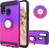 Voor Galaxy A40 2 in 1 pc + TPU beschermhoes met 360 graden roterende ringhouder (rose rood)