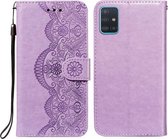 Voor Samsung Galaxy A81 / Note10 Lite Flower Vine Embossing Pattern Horizontale Flip Leather Case met Card Slot & Holder & Wallet & Lanyard (Purple)