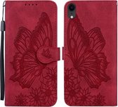 Retro Skin Feel Butterflies Embossing Horizontale Flip Leather Case met houder & kaartsleuven & portemonnee voor iPhone XR (rood)