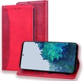 Voor Samsung Galaxy S21 Ultra 5G Zakelijke stiksels Horizontale flip lederen tas met dubbel vouwen & beugel & kaartsleuven & fotolijst & portemonnee (rood)