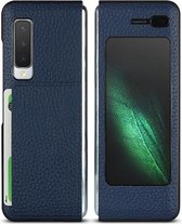 Voor Galaxy Fold / W2020 schokbestendige volledige dekking Litchi textuur lederen tas met kaartsleuf (blauw)