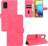 Voor Samsung Galaxy A71 Effen Kleur Huid Voel Magnetische Gesp Horizontale Flip Kalf Textuur PU Lederen Case met Houder & Kaartsleuven & Portemonnee (Rose Rood)