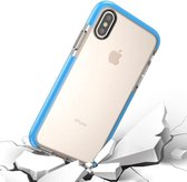 Voor iPhone X / XS mode transparante textuur anti-collision TPU beschermhoes (blauw)