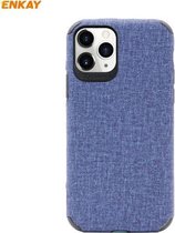 Voor iPhone 11 Pro Max ENKAY ENK-PC033 Business Series Denim Texture PU-leer + TPU Soft Slim Case Cover (blauw)