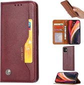 Voor iPhone 12 mini Kneed Huidtextuur Horizontale Flip Leren Case met Fotolijst & Houder & Kaartsleuven & Portemonnee (Wijnrood)