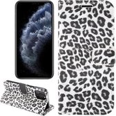 Voor iPhone 12 Pro Max Leopard Print Pattern Horizontale Flip lederen hoes met kaartsleuf en houder (wit)