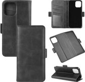 Voor iPhone 12 Pro Max Dubbelzijdige magnetische gesp Horizontale flip lederen tas met houder & kaartsleuven en portemonnee (zwart)